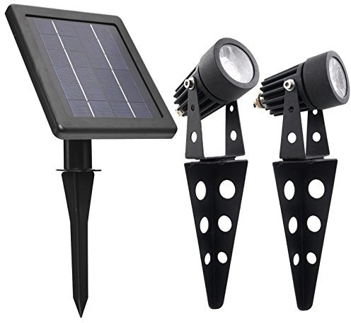 Mini 50X Twin Solar-Powered Cast Aluminium Warm White LED Spotlight 60-100 Lumen Per Light Fixture for Outdoor Garden Yard Landscape Downlight