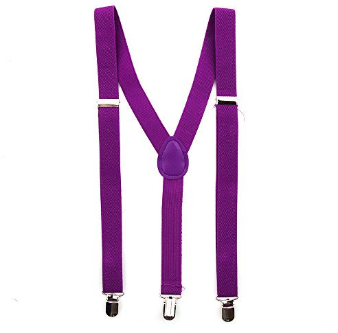 SZ-DESIGN Bunte Neon & Uni Farben - Y - Hosenträger mit 3 Clips Party Business (Lila)