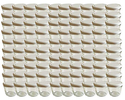 hocz 100 x Marmeladengläser 230ml - Einmachgläser Weiß TO 82 - Einweckgläser mit Schraub-Deckel - Einkochgläser klein - Made in Germany