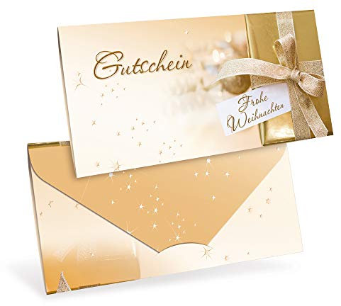 Premium Gutscheinkarten (10 Stück) für Weihnachten, Advent, Winter - verschließbare Faltkarte, DIN lang