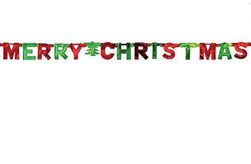 amscan Frohe Weihnachten Brief Banner, Folie, Grün und Rot, 1.5m x 10.8cm