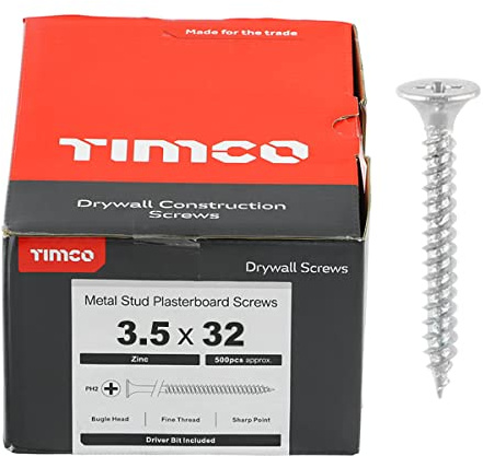 TIMCO BZP PH2 Philips Drywall Screws - 3.5 x 32 - Zinc - Box of 1000