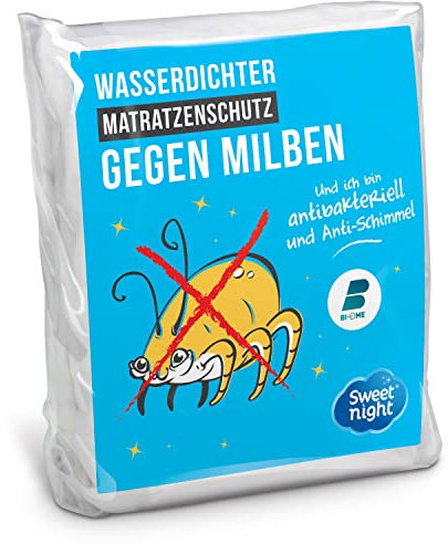 SWEET NIGHT Matratzenschoner 160x200 cm | Wasserdichte und Anti-Staubmilben-Matratzenauflage | 100 % Baumwollvlies | Leise und atmungsaktiv