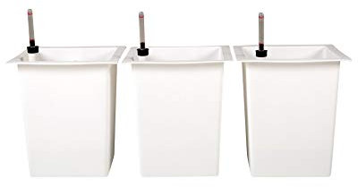 VIVANNO Blumenkübeleinsatz aus Kunststoff mit Bewässerungsset - 29x29x32 cm - weiß - 3er Set