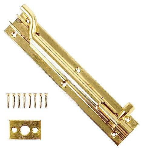 Merriway® BH00769 Cranked Swan Neck Surface Slide Door Bolt, 150 mm (6 inch) - Brass