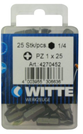 WITTE 427045 - Puntas destornillador en cajita de plástico - Largo 25 mm - PZ 1-25 unidades.