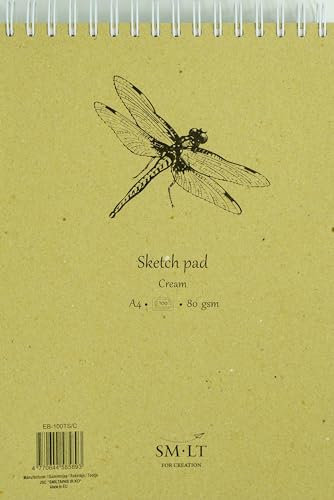 SMLT EB-100TS/C Authentic Line A4 Skizzenblock, Buchpapier, 80 gsm, 100 Blatt, mit Perforation, recycelter Deckel und Doppelspirale