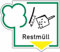 Aufkleber Recycling-Schild Text+Bild Restmüll 108x125mm