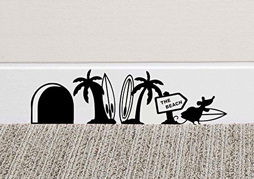 Mauseloch-Wand-Aufkleber, Fußleisten-Aufkleber „SURFS UP, 19 cm x 6 cm, GB-Verkäufer
