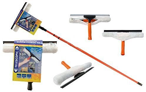SUNDRY Telescopic Conservatory 3.5m Window Glass Cleaning Cleaner Kit With Squeegee Soft Rubber Window Mop Aluminium Metal Pole