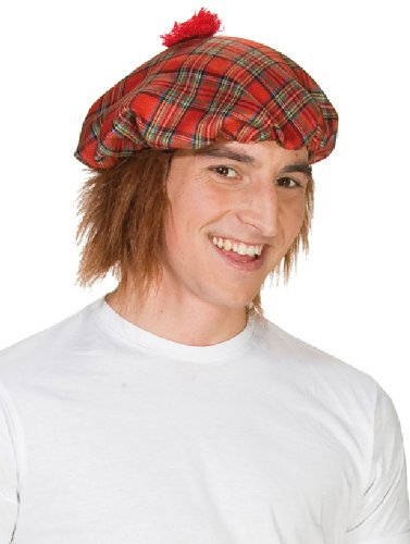 Schotte Hut mit Haaren Karneval Zubehör zum Schotten Kostüm Fasching