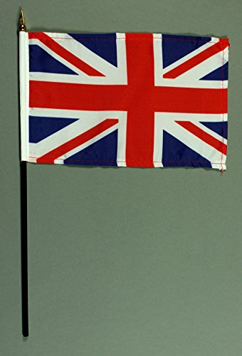 Buddel-Bini Handflagge Tischflagge Großbritannien Union Jack 15x25 cm mit 37 cm Mast aus PVC-Rohr, ohne Ständerfuß
