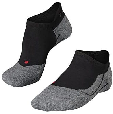 FALKE Women's RU4 Endurance Invisible Running Socks, No Show, Medium Cushion, Breathable Quick Dry, Organic Cotton, Black (Black-Mix 3010), 9.5-10.5, 1 Pair