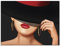 ARTland Wanddeko Glasbilder Wandbild Glas Bild einteilig 80 x 60 cm Elegant Schick Dame Lady Hut Ohrringe Lippen Rot T6FL