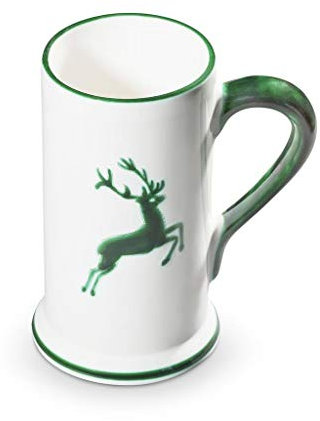 GMUNDNER KERAMIK Bierkrug Füllmenge : 0.5 Liter grüner Hirsch Geschirr, handgemacht in Österreich