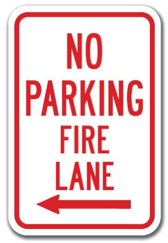 No Parking Fire Lane avec flèche d'gauche 12 x 18 Aluminium lourd Signes par Signmission