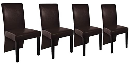 vidaXL Esszimmerstühle 4 STK., Esszimmerstuhl Hochlehner, Essstuhl Küchenstuhl Holzbeine, Polsterstuhl Stuhl für Esszimmer Küche, Dunkelbraun Kunstleder