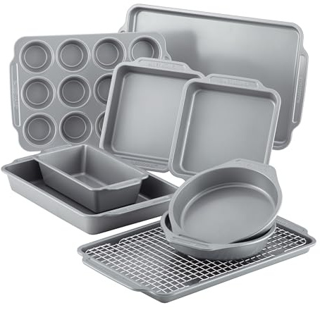 Farberware Nonstick Bakeware Set with Cooling Rack for Baking, 10-Piece