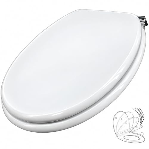 Schläfer 4655101 | Tavoletta Copriwater Soft Close Universale Forma Ovale con Chiusura Ammortizzata, Sedile Wc in Legno Mdf Laccato Bianco, Cerniere Regolabili in Ottone, Chiusura Silenziosa