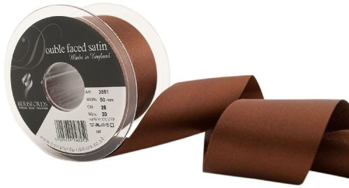Berisfords 3501 Double Satin Ribbon, 25 Dark Brown, 20 m