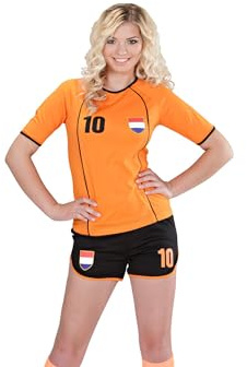W WIDMANN MILANO Party Fashion - Kostüm Fußballspielerin Holland, T-Shirt, Shorts, Mottoparty, Karneval