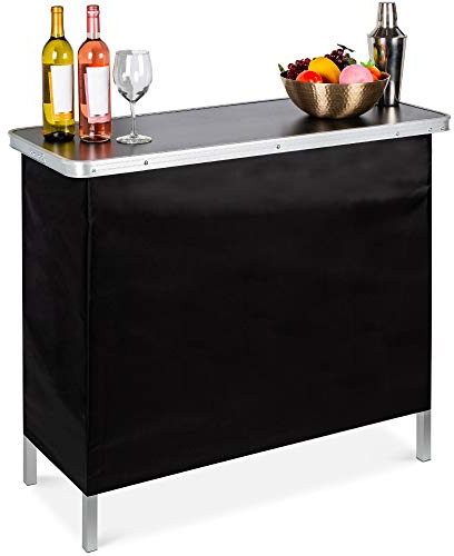Best Choice Products Portable Pop-Up Bar Table for Indoor, Outdoor, Party, Picnic, Tailgate, Entertaining w/Carrying Case, Storage Shelf, Removable Skirt