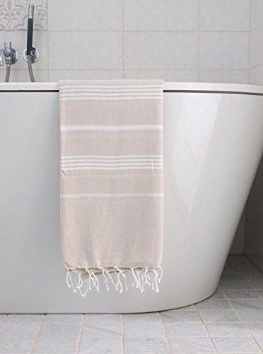 Ottomania Hamamtuch Hammamtuch Saunatuch beige/weiß 170x100cm