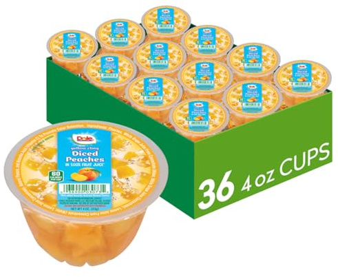 Dole Diced Peaches in 100% Juice, 4-Ounce Cups (Pack of 36)