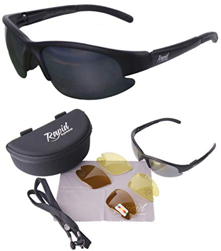 Rapid Eyewear Schwarz ‘Drive’ Polarisierte Sonnenbrille ZUM AUTOFAHREN Antiglare Wechselgläser – ideale Nacht Brille, Motorrad Brille und Winterbrille. UV Schutz 400. Für Herren und Damen