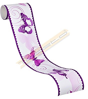 A.S. Création 901224 9012-24 - Bordo autoadesivo con farfalle, 5,00 m x 10 cm, colore: Viola