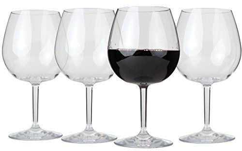 Lily's Home Copas de vino tinto irrompibles, hechas de plástico Tritan irrompible e ideales para uso en interiores y exteriores, reutilizables (650 ml cada una, juego de 4)