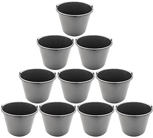 10x Baueimer DEWEPRO® - Mörteleimer - Putzeimer - Extra stabil mit Henkel und Skalierung - 16l, 16 Liter