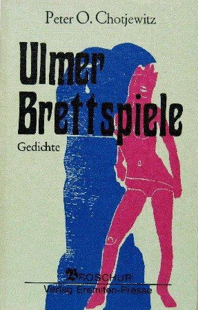Ulmer Brettspiele. Gedichte. Mit farbigen Originalgraphiken von Peer Wolfram. Blockbuch. Obrosch. - Broschur 4. - Erstausgabe. - Mit 4 Graphiken und Umschlaggraphik von P. Wolfram. Sauberes frisches Exemplar. - nn 40 S. (pages)