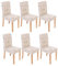 Mendler 6er-Set Esszimmerstuhl Stuhl Küchenstuhl Littau - Textil mit Schriftzug, Creme, helle Beine