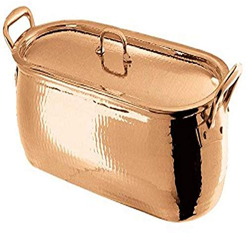 Paderno World Cuisine Pocheuse en cuivre avec couvercle en cuivre