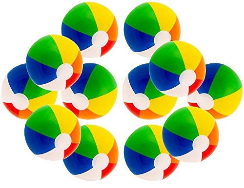 Beach Balls Bulk 12 Pack - Colored Inflatable Party Pack 12 Beach Balls Pool Toys Summer Party Favor
