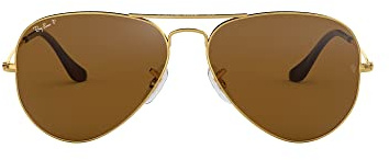 Ray-Ban Unisex RB3025 Classic Polarized Aviator Sunglasses, Gold/Brown Polarized, 58 mm