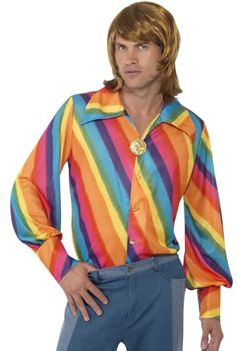Smiffys 1970s Colour Shirt, Rainbow