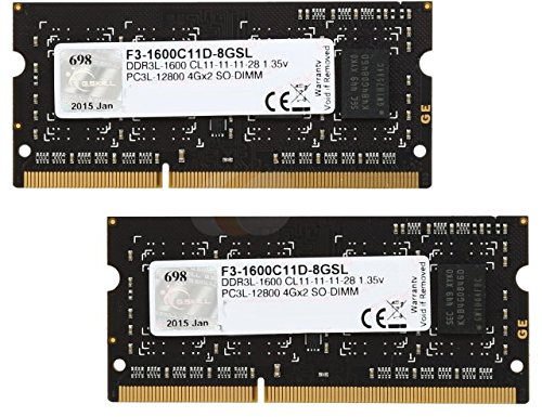 G.Skill 8GB DDR3-1600 8GB DDR3 1600MHz Speichermodul - Speichermodule (8 GB, DDR3, 1600 MHz, Notebook, 2 x 4 GB, 1.35 V)