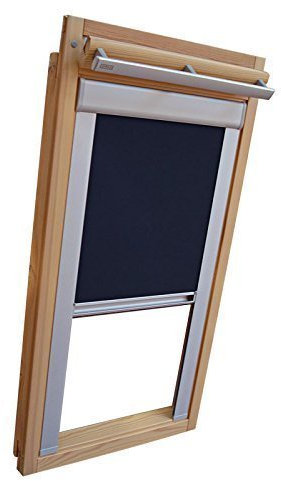 Hochwertiges Verdunkelungsrollo Rollo mit Seitenschienen für Velux DKL/DKU-EP GGU,GPU,GHU,GTU S08 dunkelblau // Verdunkelungsrollo/Verdunkelungs-Rollo/Fensterrollo