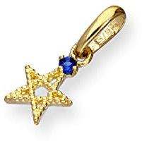 Sayers London 9K Gold & Sapphire CZ Kristall Pentagramm Stern Charm Anhänger
