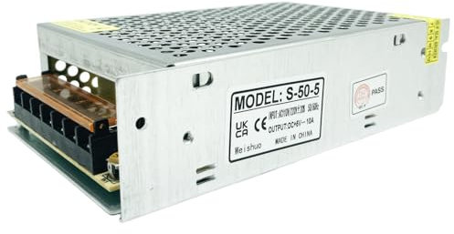 Lianshi 5V 10A 50W Fuente de alimentación conmutada Transformador estabilizador de voltaje con protección contra cortocircuitos AC220V a DC5V para automatización industrial, luces LED