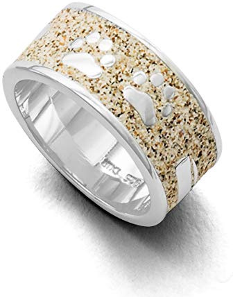 DUR Damen Ring Lucky Dog aus 925er Silber | Strandsand | R4664 | Größe 52-68