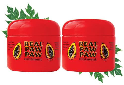 Real Paw Paw Ointment - Use for Lip Balm, Cream to Sooth Dry Skin, Protects and Hydrates All Skin Types. Made in Australia. 75g x 2 Tubs