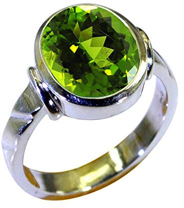 Gemsyogi Damen Herren Unisex - Sterling-Silber 925 Sterling-Silber 925 Oval Green Peridot