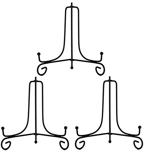 Hetoco 8 Inch Black Easel Plate Holder Decorative Display Stands for Photo, Picture Frames, Decorative Plates, Paintings and Art Pieces (Pack of 3)