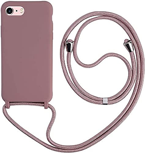 Ququcheng Kompatibel mit iPhone 7/iPhone 8(4.7) Hülle,Handykette Hülle Silikon Seil Necklace Handyhülle mit Kordel Tasche TPU Bumper Schutzhülle für iPhone 7/iPhone 8(4.7)-Rosa Gold