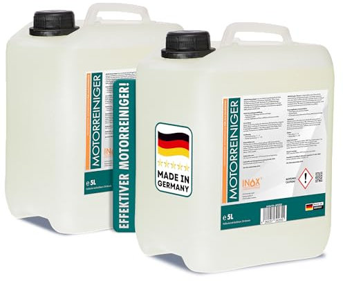 INOX® Motorreiniger - 2x5L Konzentrat – Reiniger-Konzentrat für den Motor - Motorraum Reiniger & Entfetter - Motorsystemreiniger & Pflege von Auto, Motorrad & Anderen Kfz