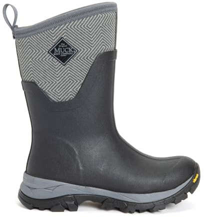 Muck Boots Damen Arctic Ice Mid AGAT Gummistiefel, Schwarz/Grau/Geometrisch, 43EU