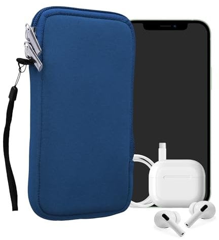 kwmobile Handytasche für Smartphones XL - 6,7/6,8 - Neopren Handy Hülle Blau - Handy Tasche 17,2 x 8,4 cm Innenmaße